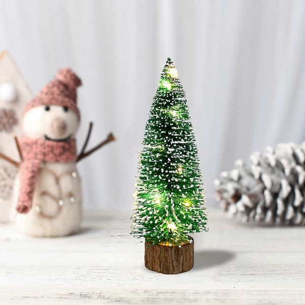 Mini juletræer julepynt kunstige juledekorationer, julebordpynt 25 cm