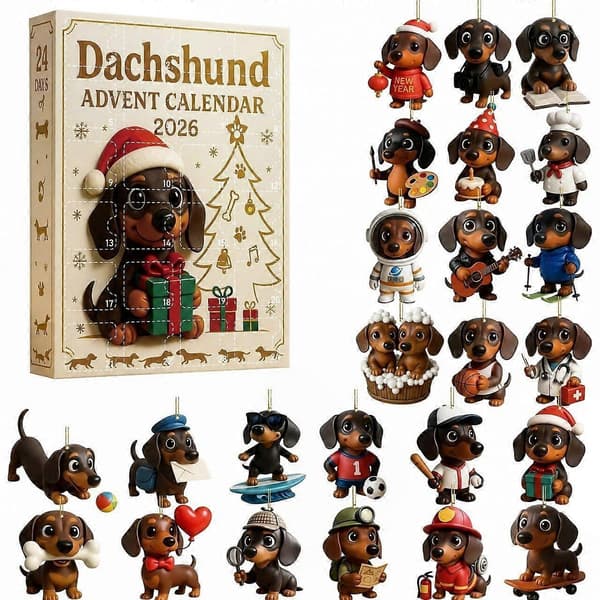 24-dagers Dachshund julekalender, akryl anheng blindboks-gave