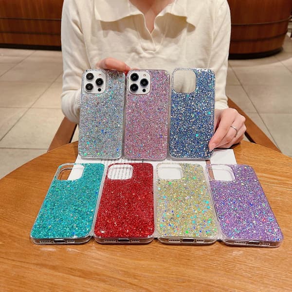 Til iPhone 13 mini Glitter Pailletter Epoxy TPU Telefoncover