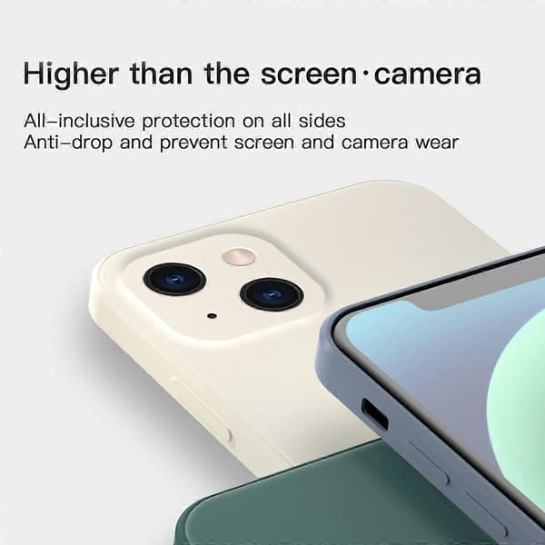 Til iPhone 13 ensfarvet terning lige kant flydende silikoneetui (hvid)