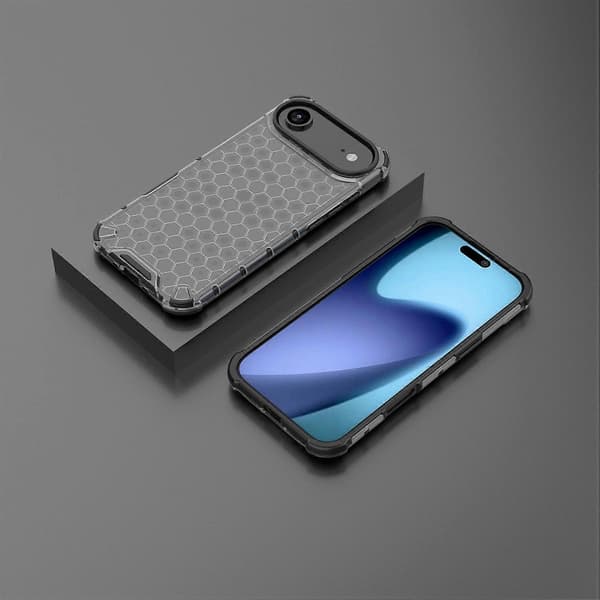 For iPhone 17 Air-deksel Støtsikkert PC TPU-telefondeksel med bikakeform - Svart