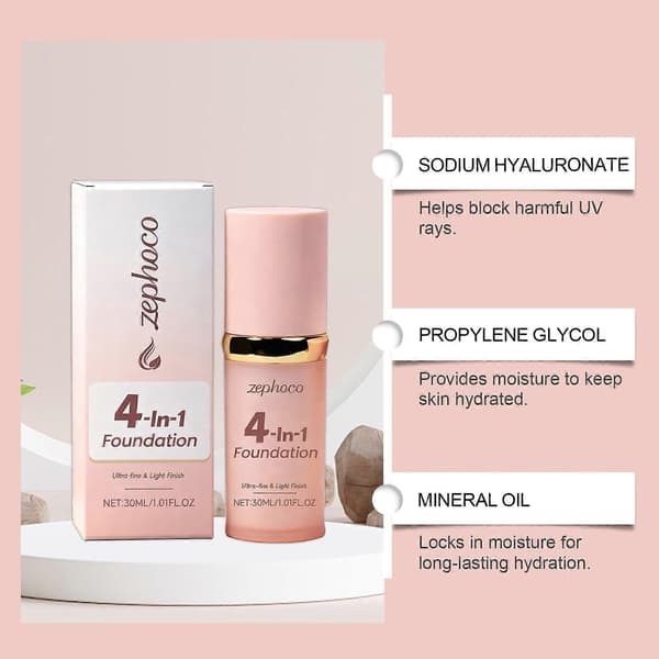 Foundation 4-in-1 - Color-changing foundation, Medium coverage, Hypoallergenic, Long-lasting and waterproof, Neutral finish