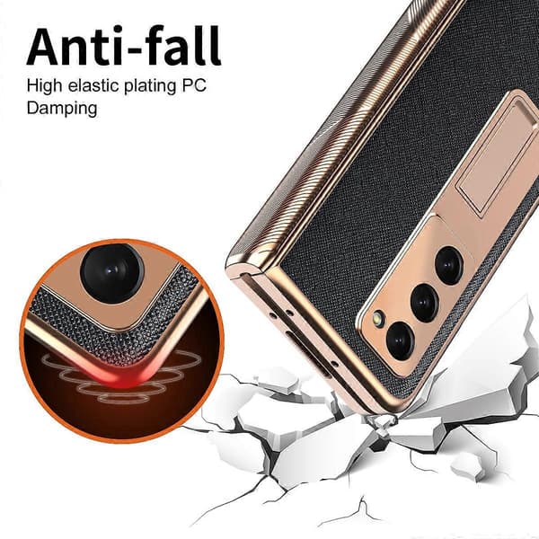 Til Samsung Galaxy Z Fold2 5G Galvanisert Armor Cross Texture Telefondeksel