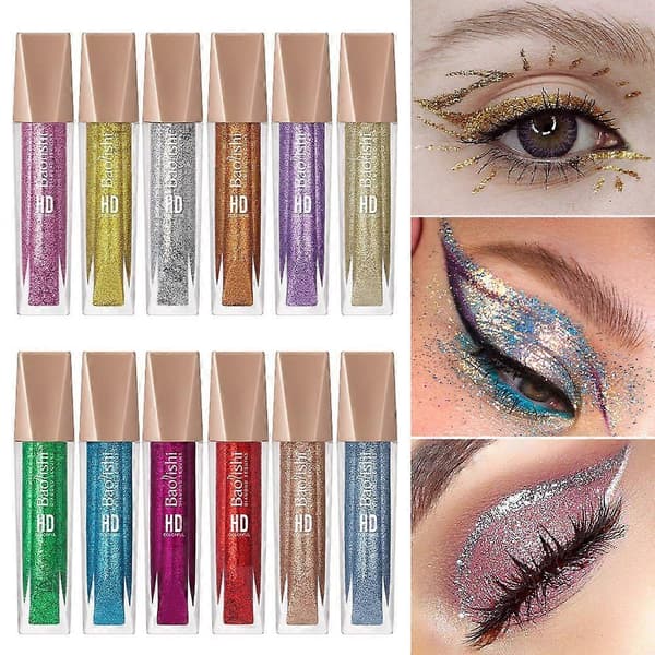 Liquid Metallic Eyeliner Metallic Glitter Eyeshadow Highly Pigmented Waterproof & Long-lasting Quick-drying for bright and shimmering eyes.