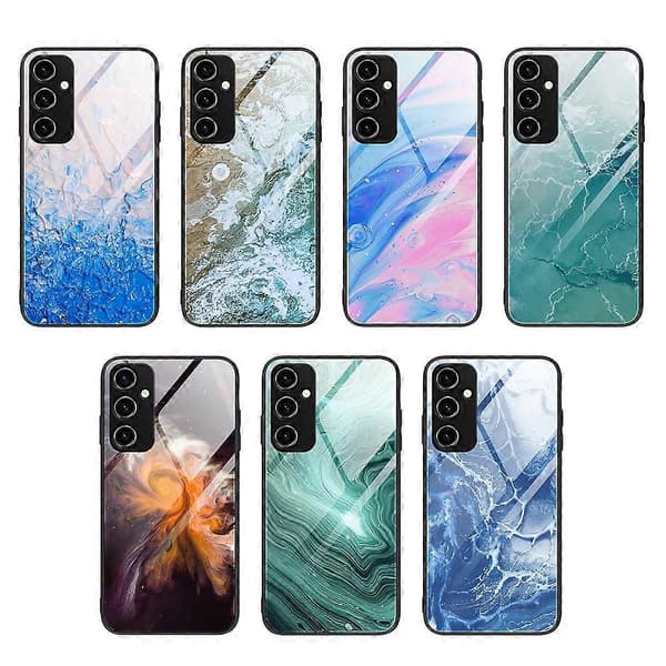 For Samsung Galaxy A34 5G Marble Pattern Glass Phone Case