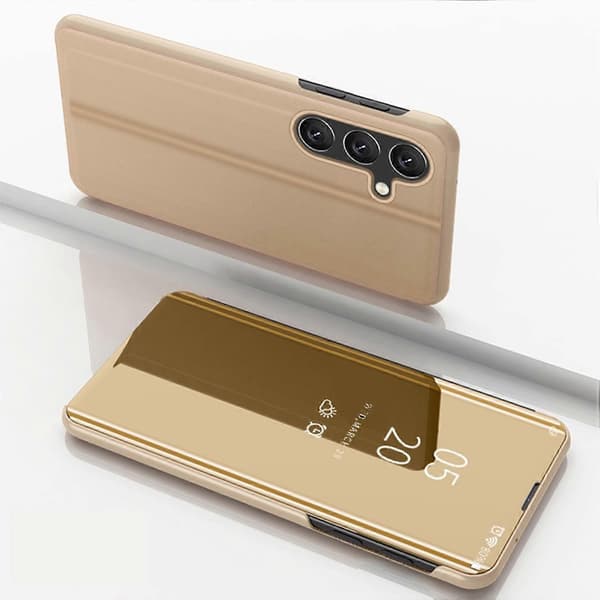 För Samsung Galaxy A15 View Mirror Phone Smart Cover Wake Function Case Guld