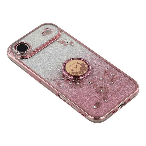 KADEM-kompatibel for iPhone 17 Air Case Ring Stativ TPU Blomster Telefondeksel Gradient Glitter