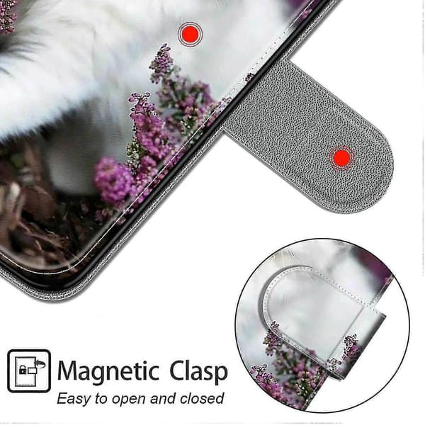 Yhteensopiva suojakuoren kanssa iPhone 13 Pro Max Case Flip Pattern Magnetic Etui - Cat Blanc