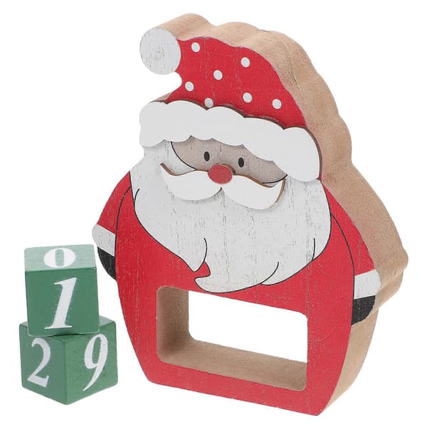 Julemandens adventskalender i træ med blokke til julebordpynt