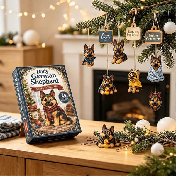 Jule-adventskalender for hund - 24 dagers 2D akryl-valpepynt nedtelling