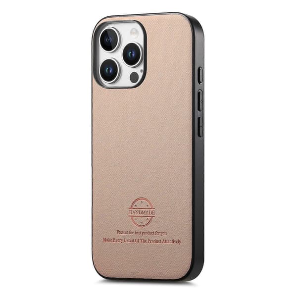 Til iPhone 16 Pro Læder Telefon Bagcover med Stoftekstur