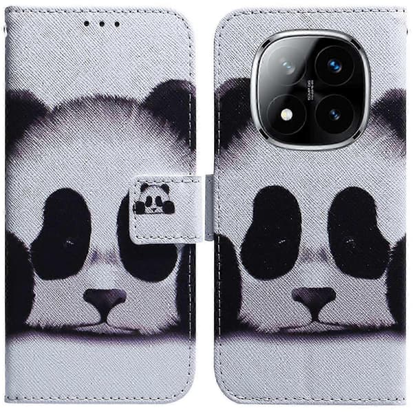 Redmi Note 14 Pro 5G Plånboksfodral - Läder Telefonskal med Grafiskt Tryck (Panda)