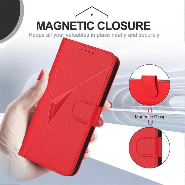 Kompatibel med iPhone 17 Air Case Triangle Imprint Läder Telefonfodral med Snodd