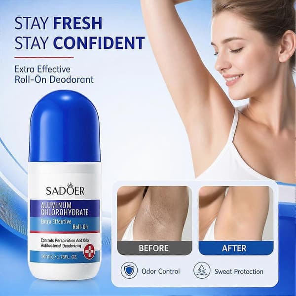 SADOER Aluminiumklorhydrat Roll-On Deodorant Svettkontroll Luktneutralisering