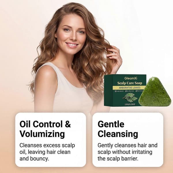 Scalp Revival Bar, 120g Solid Shampoo Bar med Thuja Blade, Skånsom Hovedbundsrensende Sæbe, Krusreducerende Hårplejebar