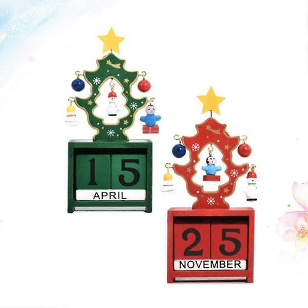 Jule-nedtellingskalender i tre til borddekorasjon, 2 stk.