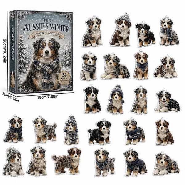 Australian Shepherd-julekalender - Festlig juledekorasjon med hund