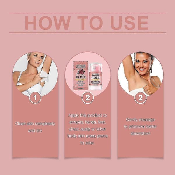 Langvarig Rose Deodorantstift for Armhuler og Kropp, 72-timers Friskhet