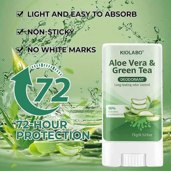 KIOLABO Aloe Vera Deodorantstift - 72t Luktkontroll & Sensitiv Hud