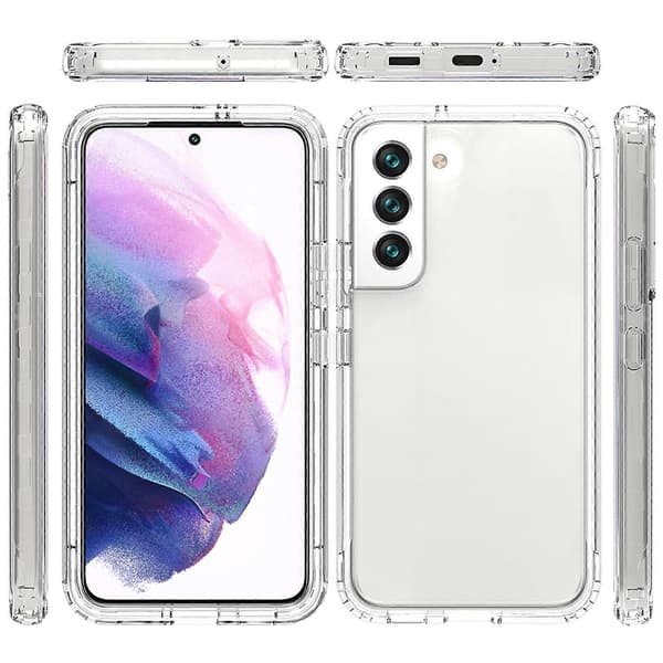 För Samsung Galaxy S22 + 5G Full Body Shockproof Clear Gradient Phone Case (Svart)
