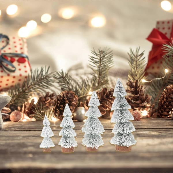 Rustikt kunstigt juletræ til bordet til pejs, kontor, butik og udstilling, 4 stk.