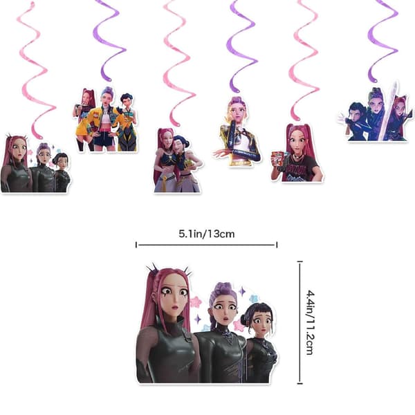 K-Pop Demon Hunter Barnebursdag Temafest Dekorasjon Banner Kaketopp Tilbehør Style 2