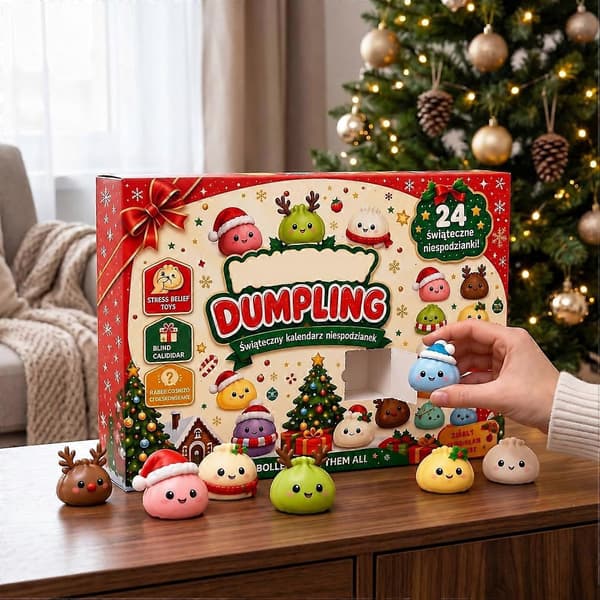 Stressaflastende squishy-legetøj, jule-dumpling adventskalender blind box-sæt