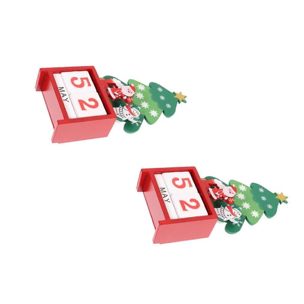 Juleblokkalender i træ evighedskalender til dekoration 2 stk.
