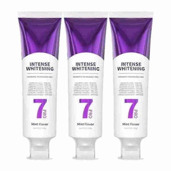 7PRO Intensiv Vitgörande Tandkräm med 7 Probiotika för Tandvård - 3-pack