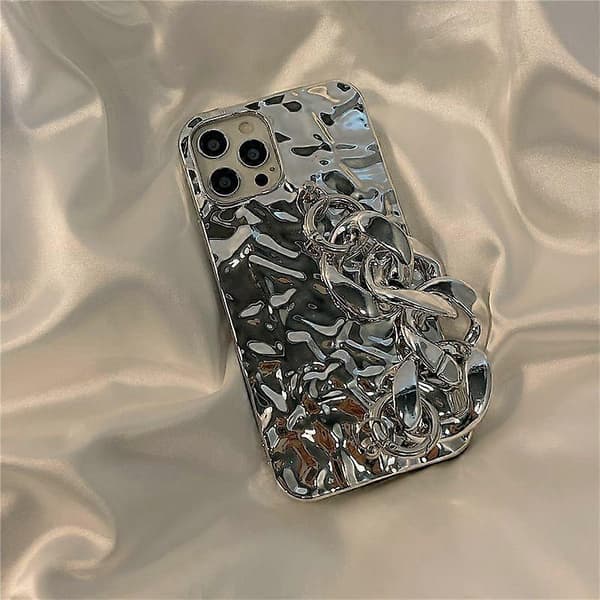 Etui kompatibelt med iPhone 13 Pro Max etui med kæde, piger glitter diamant etui