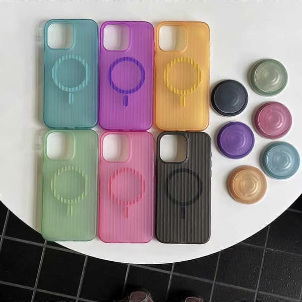 For iPhone-deksel Stripedeksel med magnetisk stativ