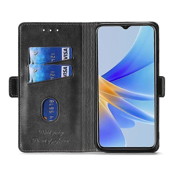 För OPPO A17 Kontrastfärg Sidospänne Läderfodral