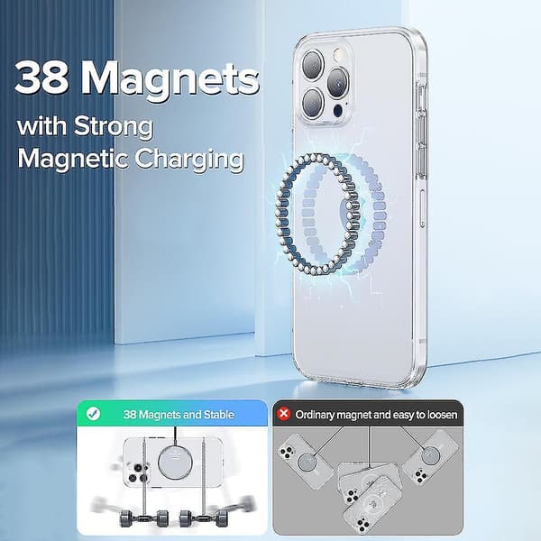 Magnetisk deksel til iPhone 13 12 Pro Max Gjennomsiktig deksel til iPhone 13 Pro Max deksel Trådløs lader Magnet bakdeksel
