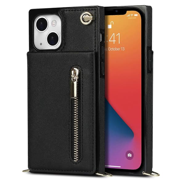 iPhone 13 mini -laukku, jossa vetoketju ja pidike