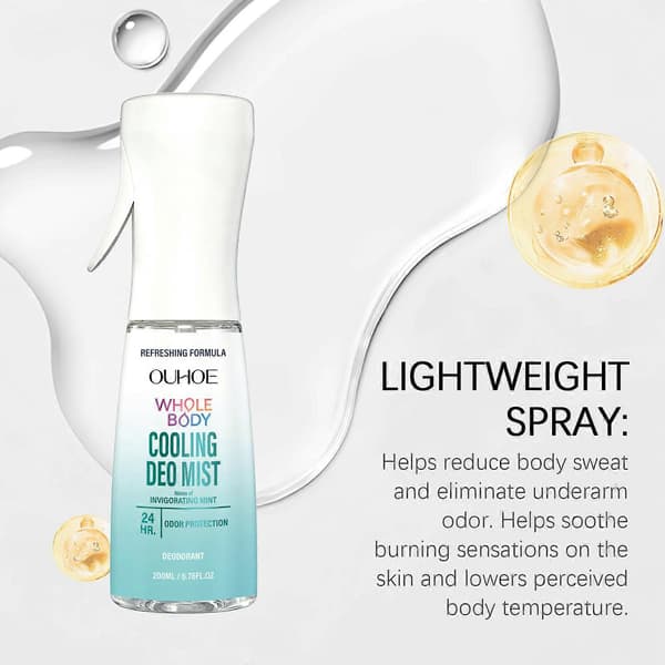 Helkroppskylande Deodorantmist, 200 ml Uppfriskande 24-timmars Luktskyddsspray