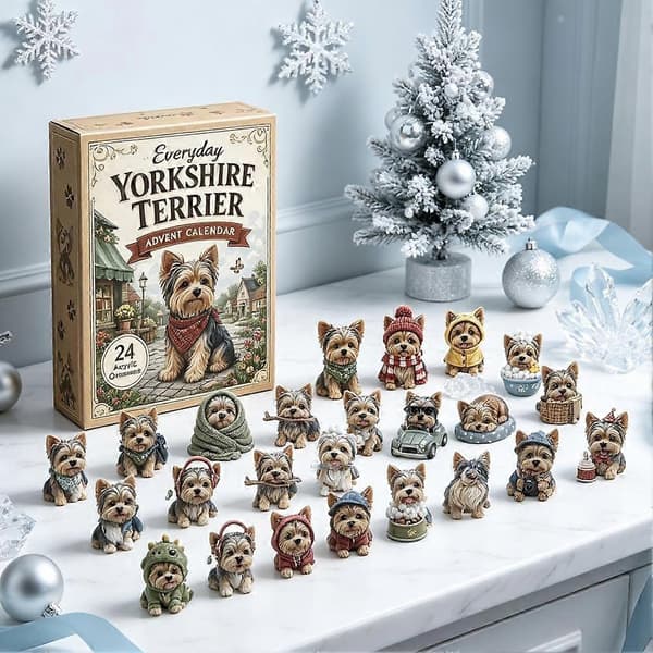 24-dages jule-adventskalender til hunde, 2D akryl hvalpefigurer julepynt