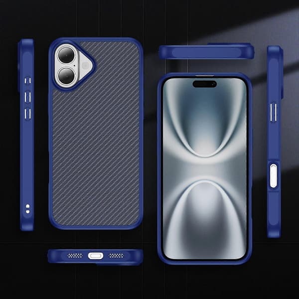 Karbonfiber tekstur telefondeksel til iPhone 16