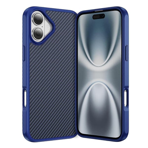 Karbonfiber tekstur telefondeksel til iPhone 16