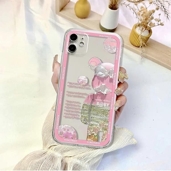 Violent Bear 3D blødt TPU telefoncover til iPhone 13 Pro Max (Pink)
