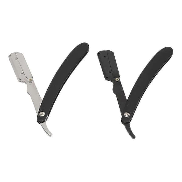 Sølv og sort dobbelt skraberstativ til barberknive - Klassisk frisørtilbehør