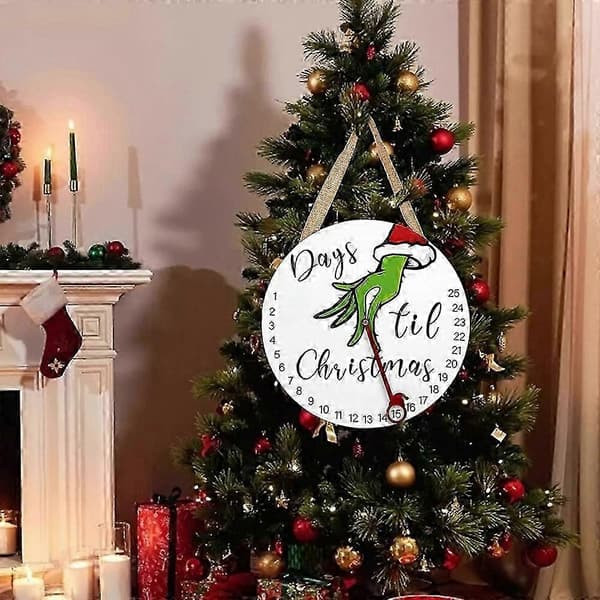 Julepynt, unikt designet julekalender med magnetisk viser til daglig flytning, brugervenlig Grinch-tema nedtælling til jul