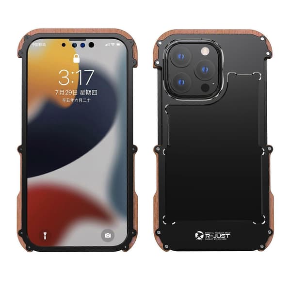 Metalli + puukotelo iPhone 13 Prolle