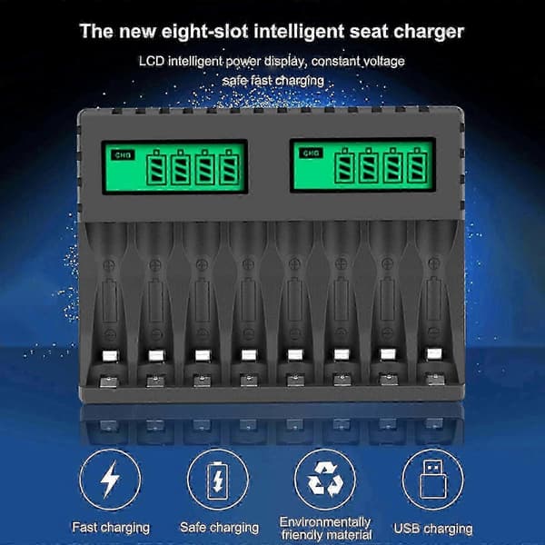 Batterilader kompatibel med oppladbare AA AAA-batterier, pålitelige, holdbare ladere