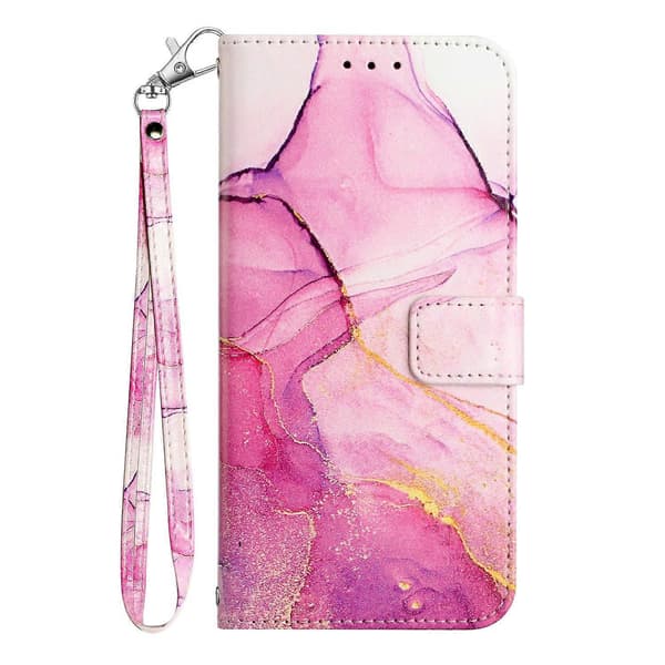 Til iPhone 17 Air Cover med rem Marmor Mønster Læder Telefoncover Kortholder