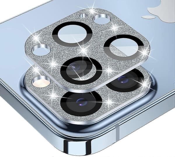 Iphone 13 Pro - Iphone 13 Pro Max Kameralinsskydd - Blå Glitter
