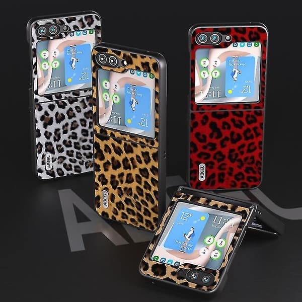 För Samsung Galaxy Z Flip5 Abeel Black Edge Leopard Mobilskal