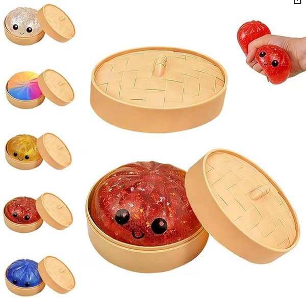 Dumpling Squishy Stressbold Blød Dej Klemmelegetøj mod angst, Ikke-klæbende angstlindring (Tilfældig farve)