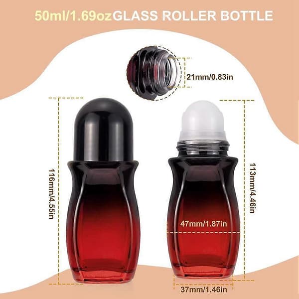 4 stk. Rollerball-flaskesæt 50 ml gradient rød glas deodorant rollerflaske og åbner parfume roll-on flasker sort