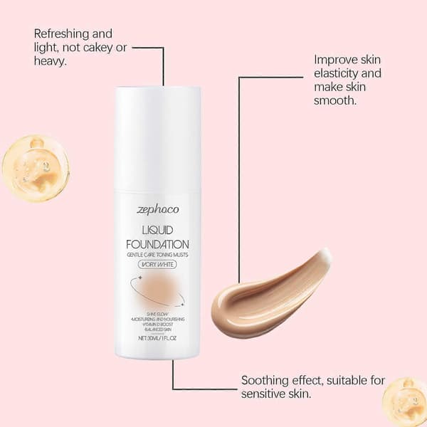 Moisturizing Makeup Foundation, Lightweight Liquid Base, Full Coverage Concealer, Long-lasting Matte Finish, Oil Control and Hydrating Formula for Oily and