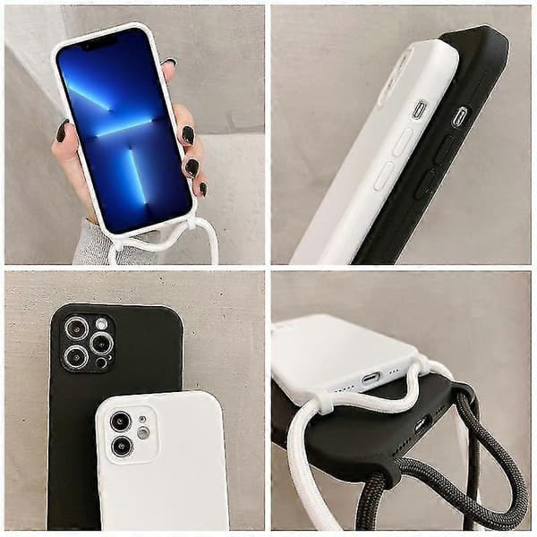 Til iPhone 13 Pro Crossbody Lanyard Flydende Silikone Etui (rosarød)